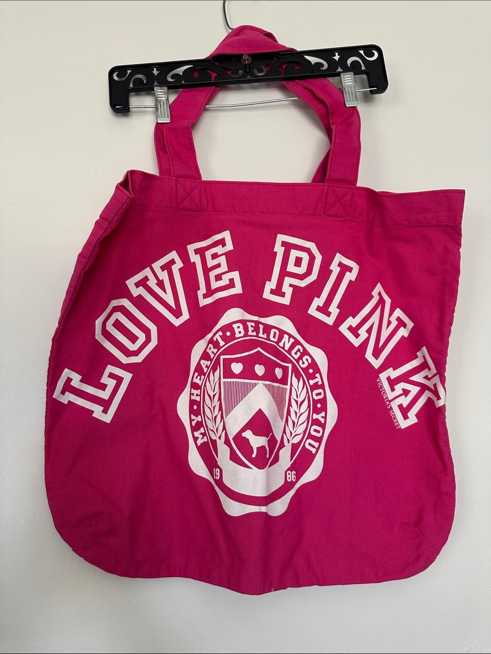 PINK Victoria's Secret Hot Pink Tote with White Logo
